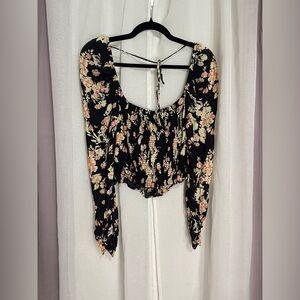 Free People NWT Floral Black Women's Top